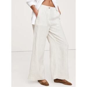 Banana Republic Pants Wide Leg Palazzo Linen Pinstriped High-Rise Size XS NWT